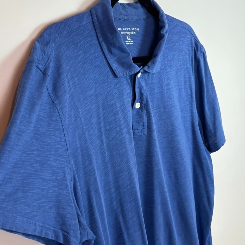 bloomingdales The Mens Store Blue 100% Cotton Short Sleeve Polo Top XL Classic - Picture 2 of 9